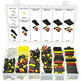 Swordfish 70380-622pcs Automotive Motorcycle Waterproof Wire Connector Plug Terminal Assortment, 1 2 3 4 5 6 Pin Way, Total 43 Sets
