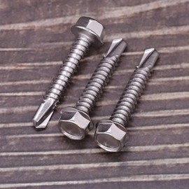 #8 x 1-1/2" (100 pcs) Hex Washer Head Self Drilling Screws, 410 Stainless Steel Metal Sheet Tek Screws, Self Tapping Point, No Pre-drilled Hole Needs