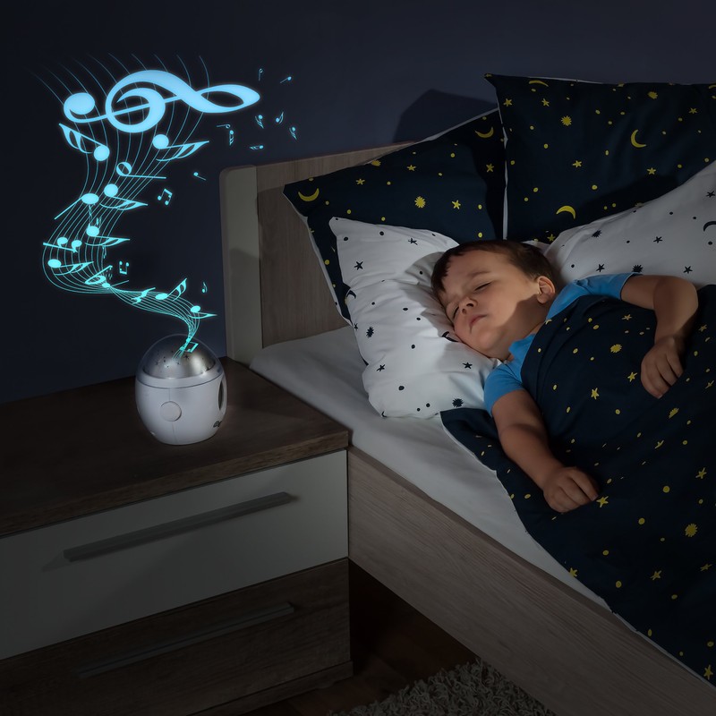 reer 52050 MyMagicStarlight Einschlaflicht mit Sternenprojektor und Musikfunktion, Kunststoff, Weiß,