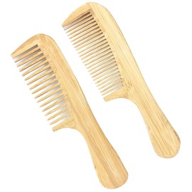 2 Pcs Hair Comb Set Wooden Wide Tooth Comb and Fine Tooth Comb for Women Men, Anti-static Detangling Hair Comb Styling Comb for Curly Fine Straight Wet Dry Hair, Natural Bamboo Comb