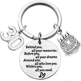 30th Birthday Gifts Keychain for Women Men 30 Birthday Gifts for Him Her Behind You All Your Memories Keyrings for Brother Sister 30 Year Old Birthday Gifts for Women Men
