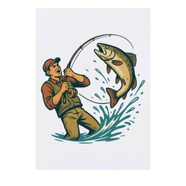 'Fisherman Big Catch' Temporary Tattoo - Water Resistant, Skin-Safe, Non-Toxic Transfer (TO00086227)