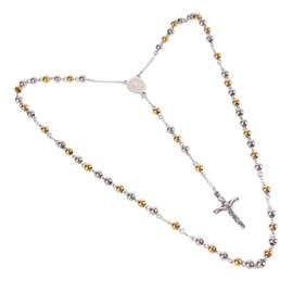 Abaodam Men's Jewelry Stainless Steel Baptism Rosary Chain Catholic Prayer Necklace for Boys Girls