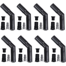 Ton's Performance Black Ceramic Spark Plug 45 Degree Boot Set of 8 includes silicone plug and wire bushings, spark plug terminals and high temp ceramic boots TONS-45CK-8PK