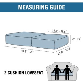 H.VERSAILTEX Velvet Stretch Couch Cushion Cover Plush Cushion Slipcover for Chair Loveseat Sofa Cushion Furniture Protector Seat Cushion Sofa Cover (2 Piece Medium Sofa Cushion Covers, French Oak)