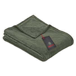 Ibena Olbia Cuddly Blanket 130 x 180 cm – Fluffy, Warm & Washable, Fleece Blanket Olive Plain