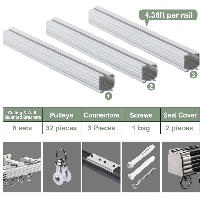 ZSHINE Curtain Single Tracks Ceiling or Wall Mounting Heavy-Duty Curtain