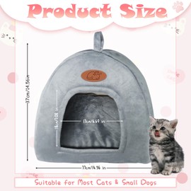 Cat Cave Cat Bed, Washable Cat House Pet Bed, Soft Comfort Tent Cat Litter Bed, Warm Cat Cave Soothing Bed for Cats and Small Dogs Sleeping (Light Grey)