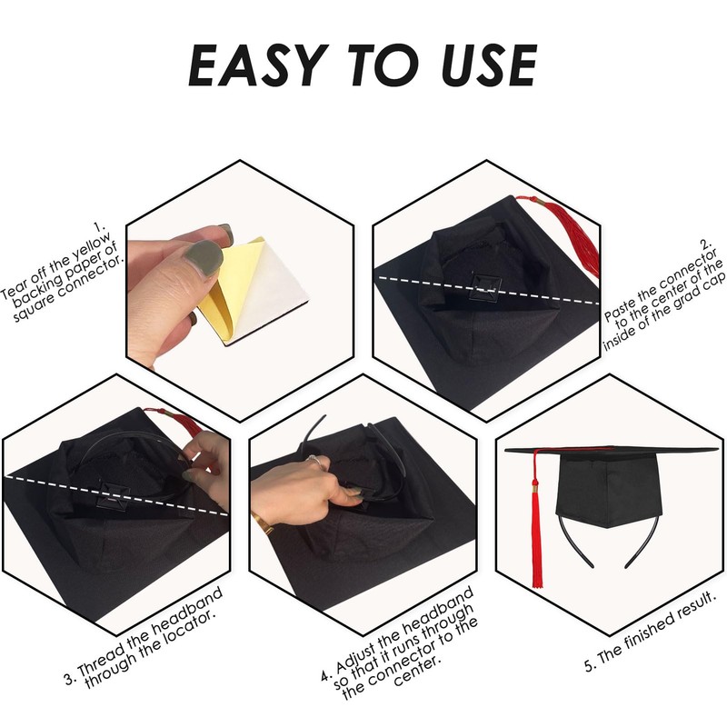KHG 2 Pack Graduation Cap Headband, Grad Cap Headband Insert