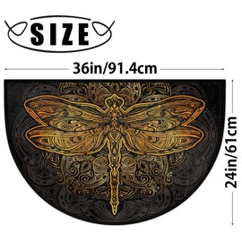 Abstarct Mandala Dragonfly Half Round Door Mat Non-Slip Soft Doormats for Home Indoor Outdoor Entrance Bath Carpet Area Rugs for Home Dining Living Room Bedroom 36" X 24"