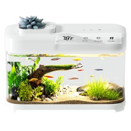 Smart Betta Fish Tank Aquarium 3 Gallon with Temperature Monitor, 3 Stage Filtration, 8 Color Lighting, Self Cleaning Small Beta Tank Kit, Acrylic