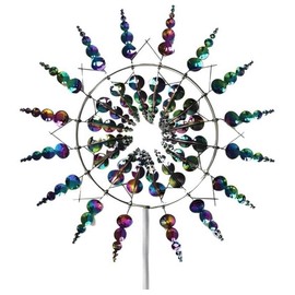 Jinfanshurich Windmill, 3D Unique and Magic Metal Windmill, Wind Spinner Sculptures, Wind Catcher, Windmill Garden, Suitable for Garden, Patio, Landscape Decoration (Colourful)