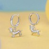 Dachshund Dog Dangle Drop Earrings - 925 Sterling Silver Huggie