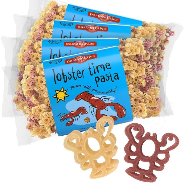 Pastabilities Lobster Pasta, Fun Shaped Noodles for Kids and Gifts, Non-GMO Natural Wheat Pasta 14 oz (4 Pack)