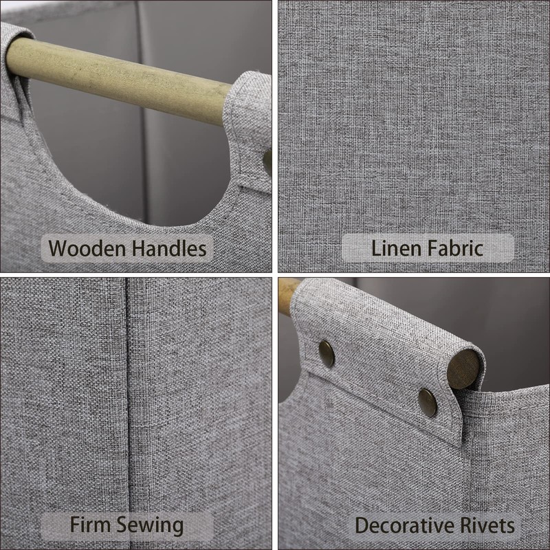 HOONEX Collapsible Storage Bins, 12x12x12in Storage Cubes Linen Fabric, 3