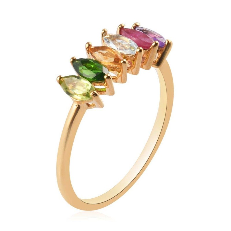 TJC Multi Gemstone Six Stone Ring for Womens in 14ct