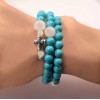 Five Decade Catholic Rosary Bracelet, Turquoise and Shell Pearl Beaded
