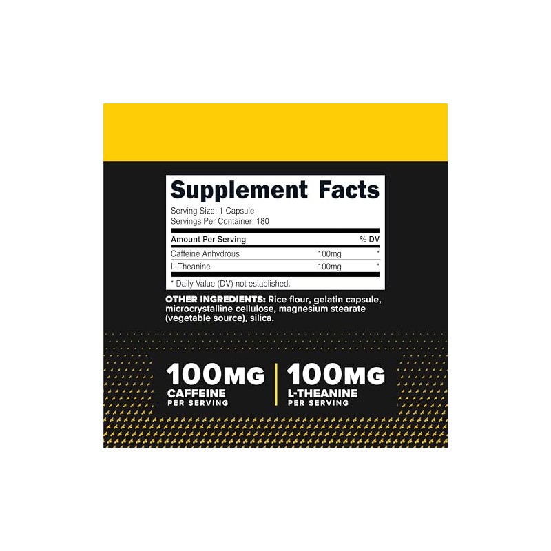 PrimaForce Cafeína con L-teanina - 100 mg - 180 cápsulas