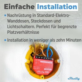 Shelly Shelly 1PM Gen3 | WLAN Relais-Schalter mit Strommessung - 16A | Lichtsteuerung | Alexa Google Home, Matter Kompatibel | iOS- Android-App | Kein Hub erforderlich