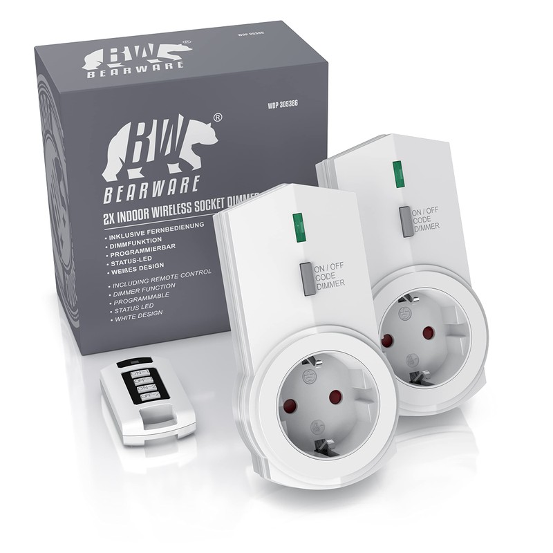 CSL Dimmable Radio Sockets Set with Remote Control Set of