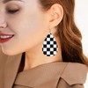 Checkerboard Chess Board Flag Faux Leather Teardrop Earrings for Women