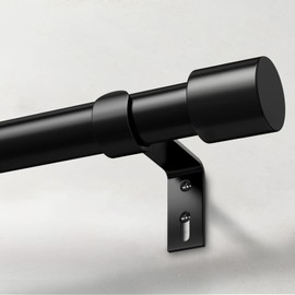 IFELS Heavy Duty Curtain Rods for Windows 28 to 48 Inch, 1 Inch Black Curtain Rods for Outdoor, Farmhouse, Bedroom, Kitchen, Living Room, Adjustable Easy Install Drapery Rod (A2,Black,30"-60")