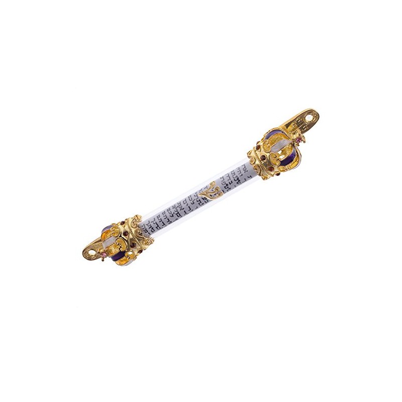 Holy Land Market Gold Plated King David Royal Crown Mezuzah