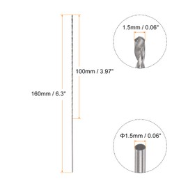HARFINGTON 2pcs 6542 High-Speed Steel Twist Drill Bit, 1.5mm Drill Bit 160mm Length Extended Straight Shank Black Oxide Ground Drill Bit for Steel Aluminum Alloy