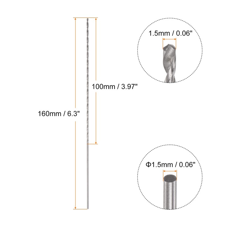 HARFINGTON 2pcs 6542 High-Speed Steel Twist Drill Bit, 1.5mm Drill