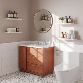 YUFLINX YUFLINX Floating Shelves for Wall,16'Rustic Wood Wall Shelf for Room Decor/Storage/Display,Small Book Shelf,Wall Mounted Hanging Shelves for Bedroom, Bathroom, Living Room, Kitchen(White,Set of 4)