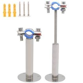 Biaungdo 2 Pcs Stainless Steel Wall Mount Ceiling Mount Pipe Supports, Adjustable Height 100-200 mm Adjustable Pipe Strap Bracket Ceiling Bracket Clamp Fit for OD Pipe 15-19 mm