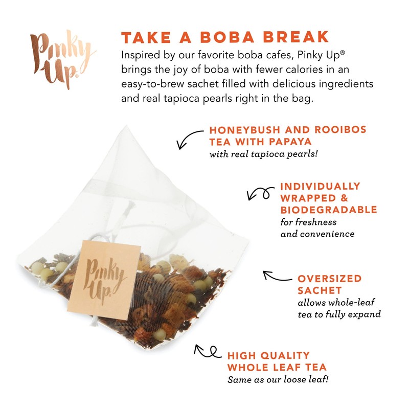Pinky Up Mango Guava Boba Tea Sachets - Calorie Free