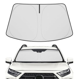 BIBLOZ Windshield Sun Shade for Toyota RAV4 2019-2023 2024 2025 Accessories Foldable Car PET Sunshade Keeps The Car Cool Inside(Include Hybrid Prime PHEV)
