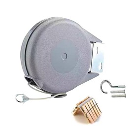 AGKXHDEC Retractable Clothesline Used to Both Indoor and Outdoor，59 Inches PVC Line Retracting，Including 12 pcs ClothesPins，Wall Mounted Retractable Laundry Line for Drying Clothes(Gray, 59 inches)