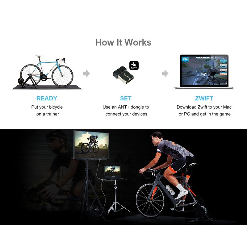 COOSPO USB ANT Stick Compatible with Zwift TrainerRoad Wahoo Garmin