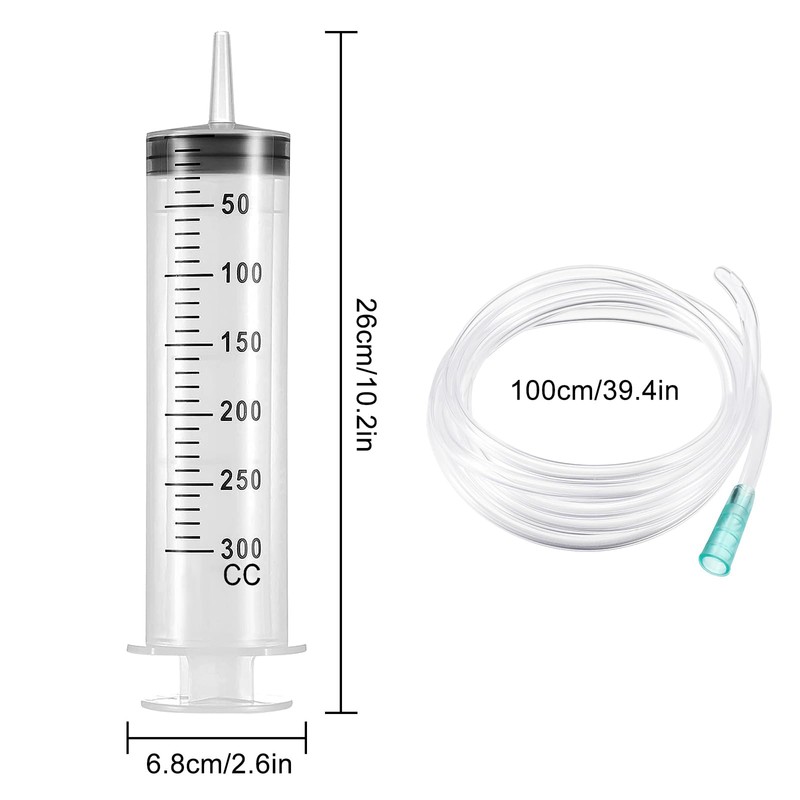 winbest Syringe, 300 ml Large Syringe, Reusable Plastic Syringe with