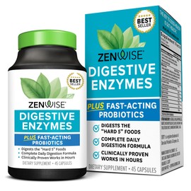 Zenwise Health Digestive Enzymes and Bromelain for Gut Health - Probiotic Multi Enzymes with Prebiotics and Probiotics for Women and Men for Digestive Health and Bloating Relief for Digestion - 45 CT