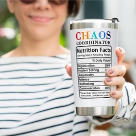 Breezy Valley Chaos Coordinator Tumbler Gifts for Women Employees - Best Christmas Gifts for Employees, Coworker Gifts for Women Boss Coworkers Female, Funny Chaos Coordinator Tumblers Cup for Women