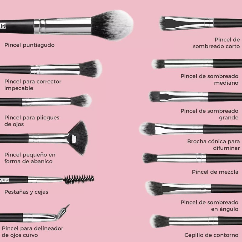 Maange Set Brochas Maquillaje Profesional Ojos 13 Brochas Maange