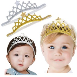 Baby Girl Super Elastic Headband Toddler Hair Band Soft Headwrap Crown Children Hair Accessories (gold/sliver)