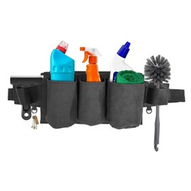 Tool Belt, Cleaning Apron for Cleaning Supplies, Tool Apron for Women and Men House Keepers, Housekeeping Window Cleaning, 3 Bottle Carrier Bags, Black
