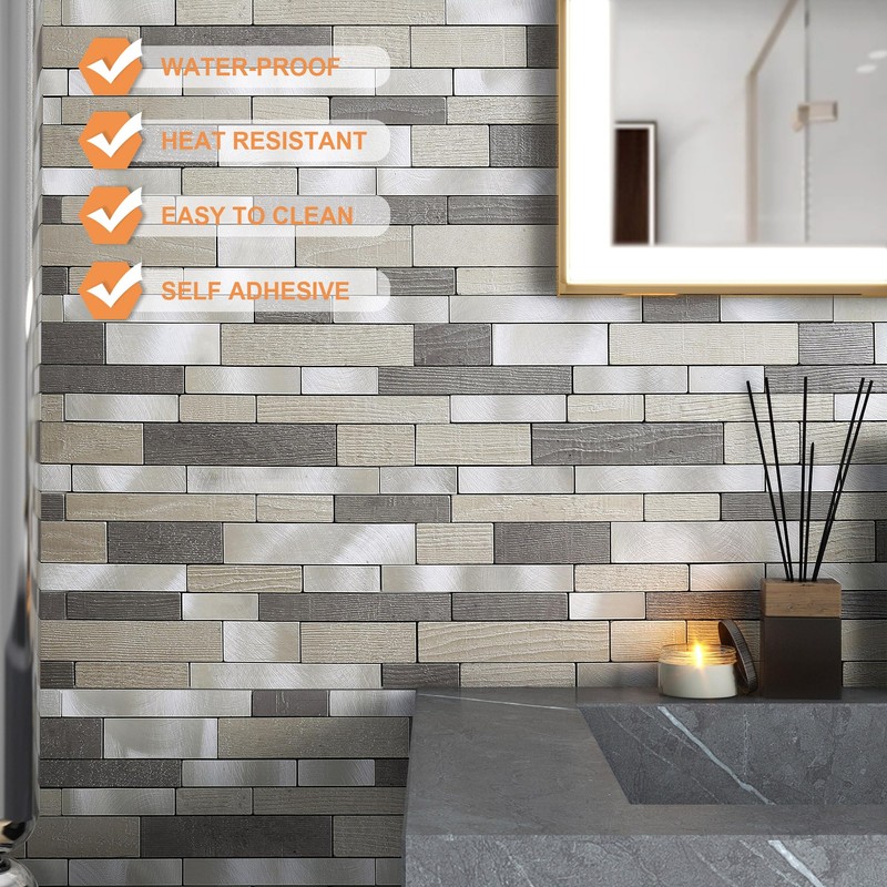 VAOVI Linear Mosaic Backsplash Peel and Stick Tile for Stove,Subway