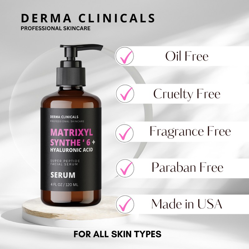 Derma Clinicals Matrixyl Synthe 6 + Hyaluronic Acid Serum, Anti-Aging