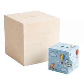 SUPVOX Wooden Square Piggy Bank 3.93 inch DIY Paintable Money Box for Kids Coin Bank for Saving Coins Tabletop Decor for Children S Rooms