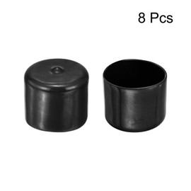 sourcing map 8pcs Rubber End Caps 37mm(1 7/16") ID Vinyl Round End Cap Cover Screw Thread Protectors Black