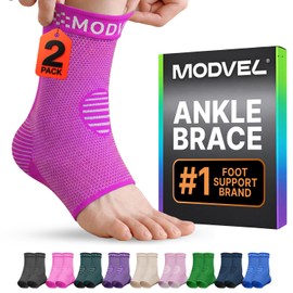 MODVEL Ankle Brace Compression Sleeve – Support for Injury Recovery, Plantar Fasciitis, Joint Pain, Tendonitis & Sports Use – Men & Women