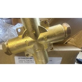 Signature Hardwear In Wall 3-Way Diverter Valve w/Handle & Escutcheon & 2 Brass Plugs - Brushed Nic