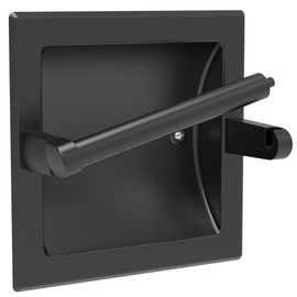 Matte Black Recessed Toilet Paper Holder for Large Rolls, Black Pivoting Toilet Paper Holder Wall Mount Stainless Steel, in Wall Toilet Paper Holder Black, Bathroom Toilet Paper Wall Holder