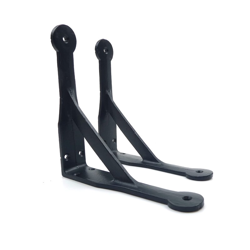 Oakcrafts - Pair of Epoxy Black Gallows Shelf Brackets Antique