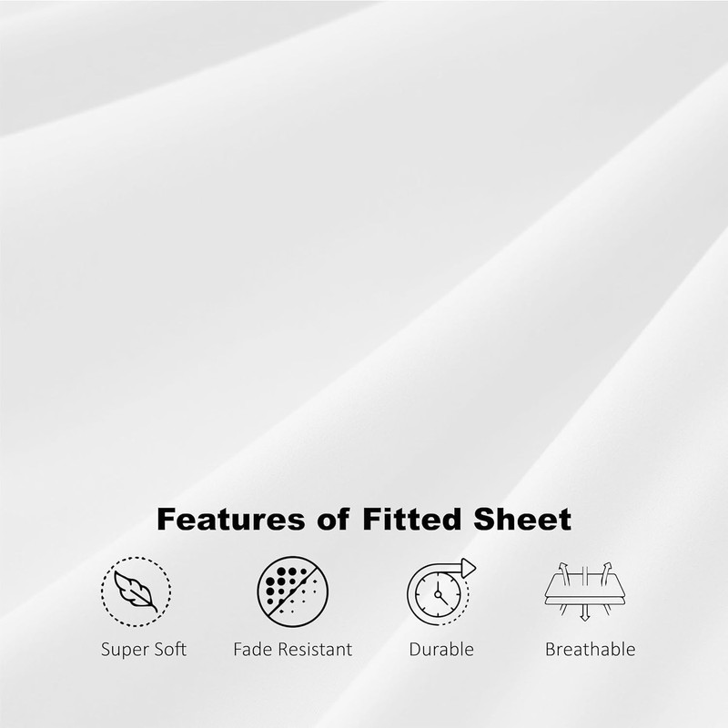 Funky Gadgets Fitted Sheet Double White Deep Pocket 10 Inch